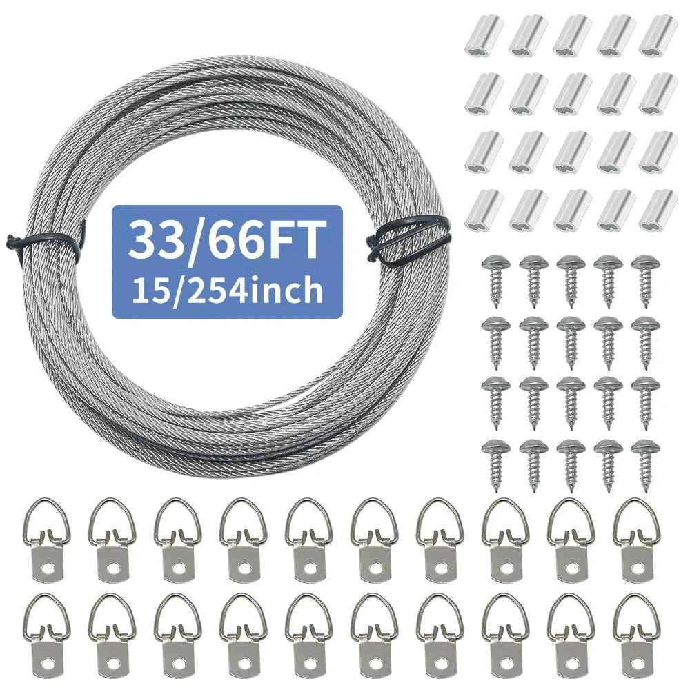 1.5mm 304 Stainless Steel Cable Suspension Kit | Picture Frame Hanging Wire Rope with Hardware
