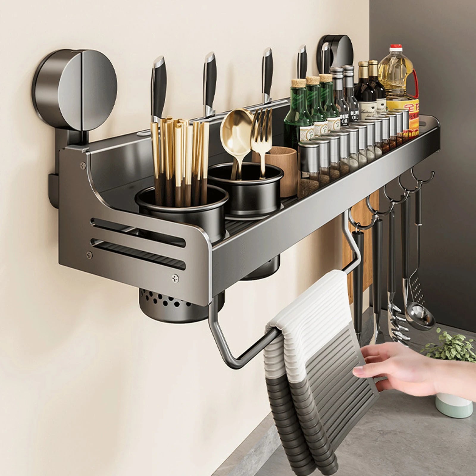 Wall-Mounted Kitchen Organizer Shelf by Snagg A Rack