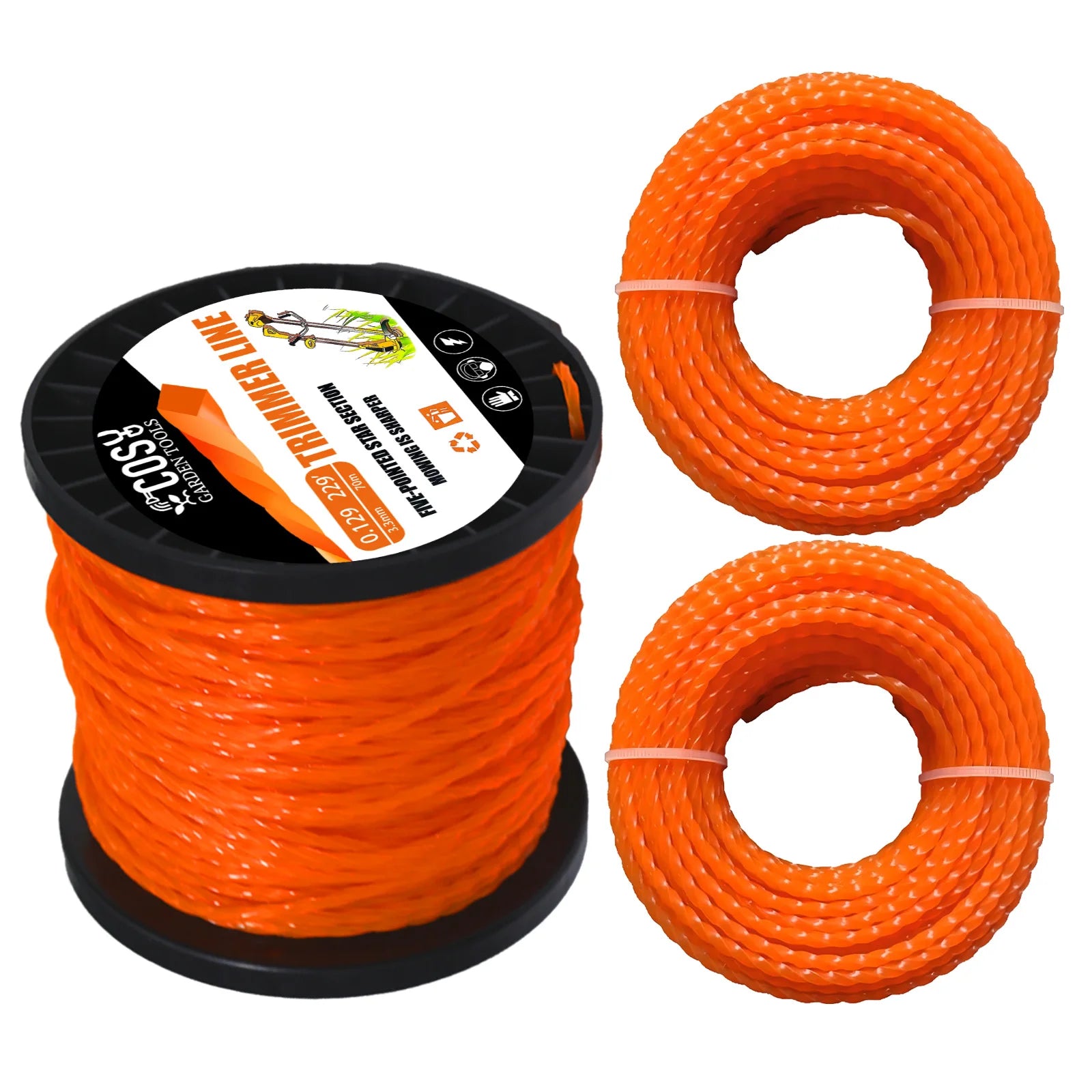 Spiral Strimmer Line 2.0–4.0mm | Graphite-Filled Nylon String Trimmer Cord for Lawn Mower Grass Cutter