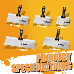 5PCS Stainless Steel Drywall Taping Knife Set 6–14” – Flexible 0.5mm Blades for Wall Repair, Patching & Finishing