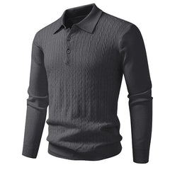 Men’s V-Neck Knit Polo Sweater | Refined Ribbed Autumn/Spring Essential