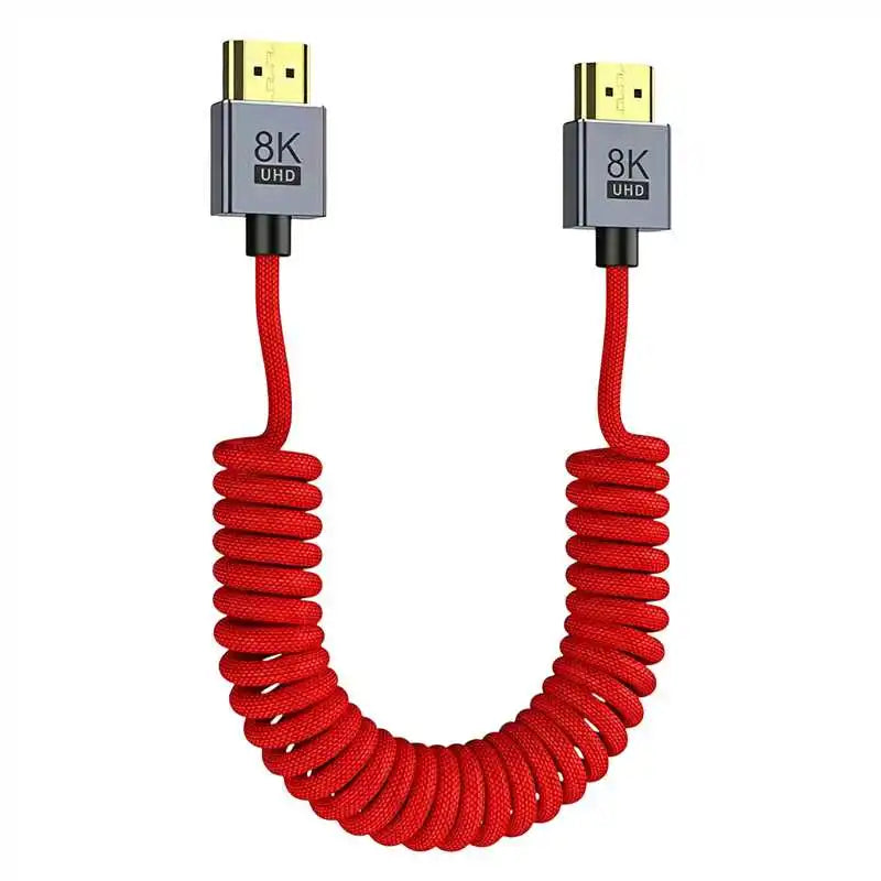 8K/4K Spring Coiled HDMI Cable with Elbow – For Digital Camera, Stabiliser & Monitor