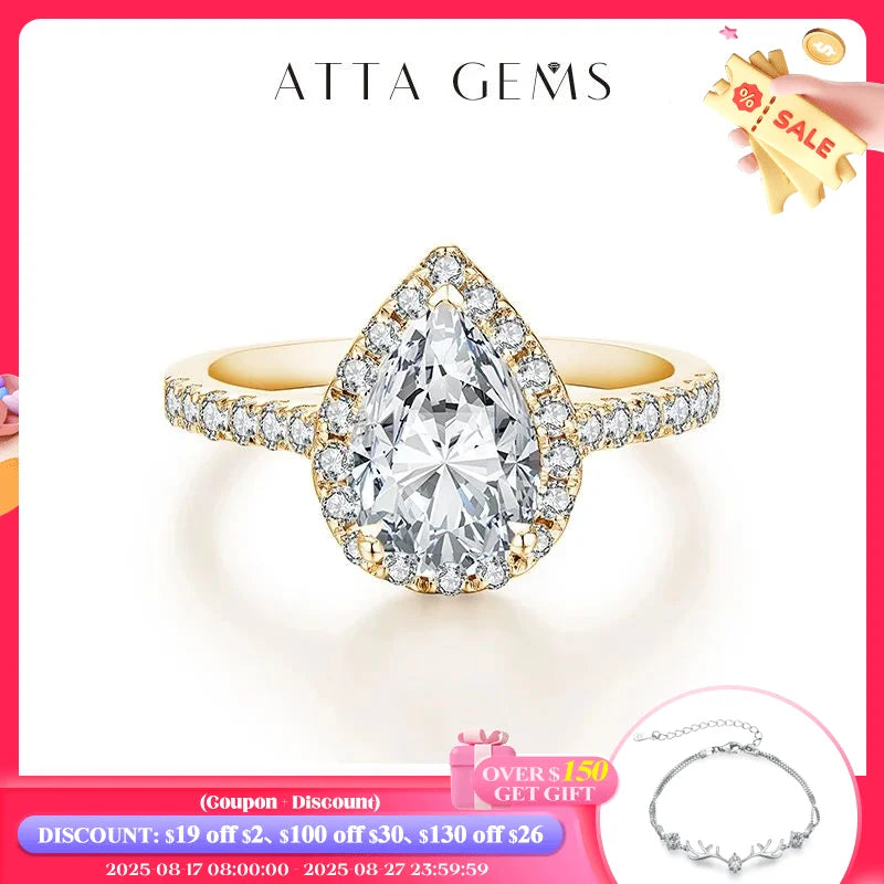 2ct Pear Cut Moissanite Ring