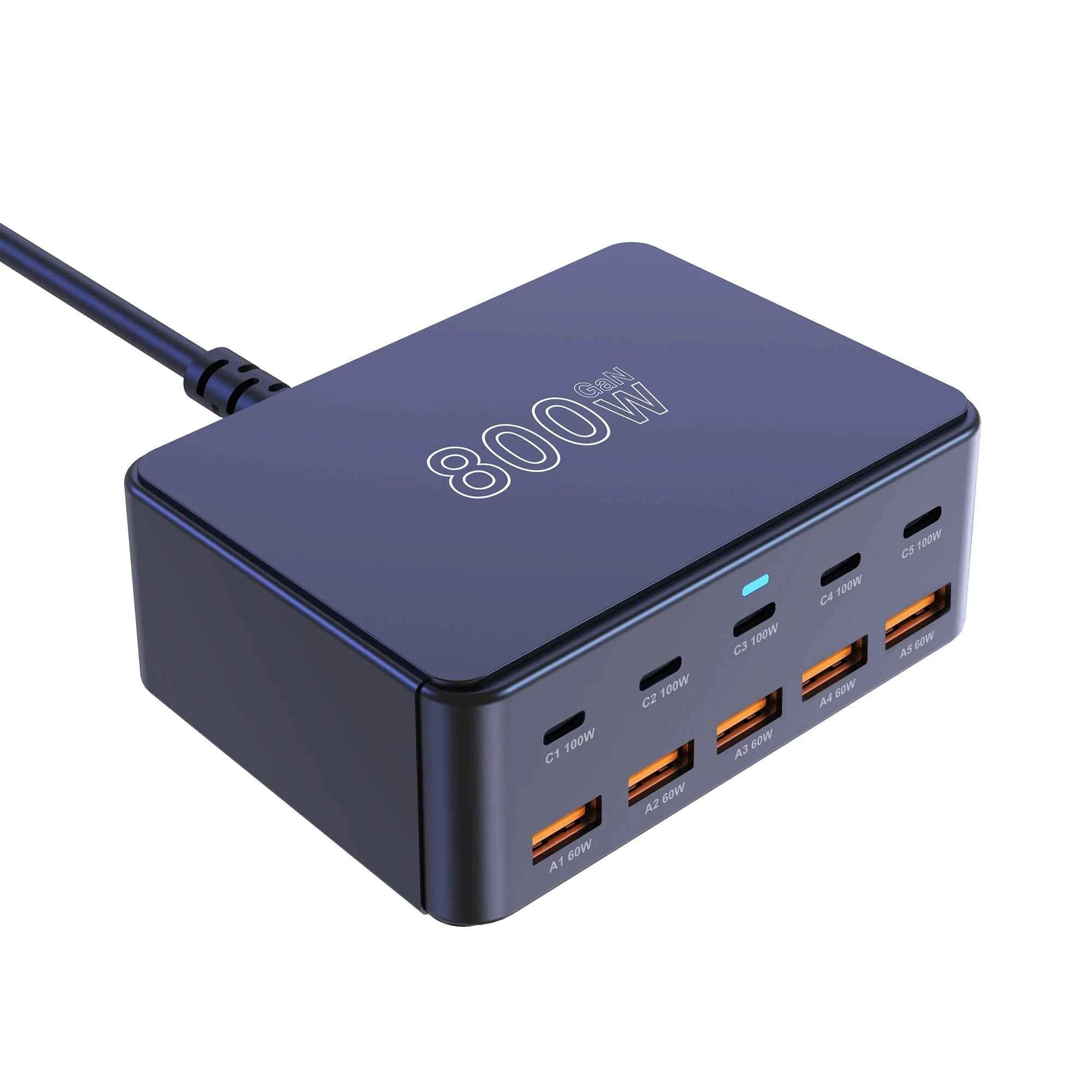 800W GaN 10-Port Fast Desktop Charging Station | USB-C PD Fast Charger iPhone Samsung MacBook Laptop