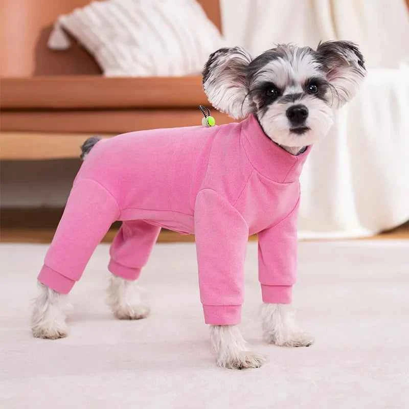 Velvet Dog Pyjamas – Soft Warm High-Neck Jumpsuit with Long Sleeves for Small Dogs