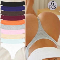Cotton G-String Thongs 6-Pack | Seamless Soft Low Waist Breathable Women's Underwear