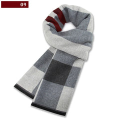 Men’s Luxury Wool Scarf — Cashmere Silk Blend Winter Plaid Shawl