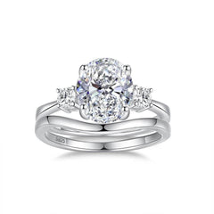 2ct Oval Moissanite Double Ring Set - SnaggIt