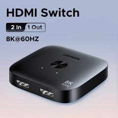 HDMI 2.1 Switch 8K@60Hz 2-in-1-Out Manual Selector for PS5, Xbox Series X, TV, Monitor & Projector by Snagg An HDMI Switch