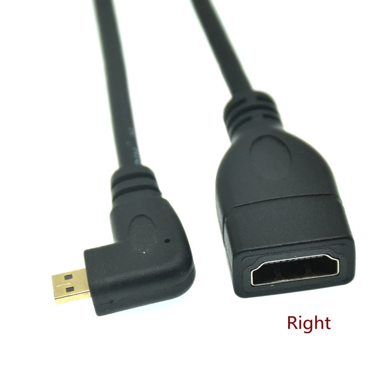 90-Degree Micro HDMI to HDMI Cable – Up/Left/Right Angle for Sony A6400, GH4 & Digital Camera (50cm/150cm)
