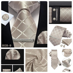 Men’s 8cm Plaid & Check Necktie with Matching Accessories