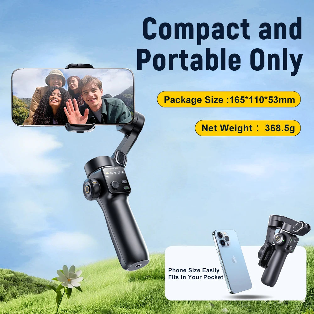 Handheld Anti-shake Gimbal Stabilizer Travel Extended Selfie Stick by Snagg A Tripod