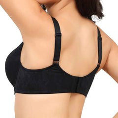 Plus Size Floral Lace Minimizer Bra | Wide Strap Underwire Full Coverage Non-Padded High Support