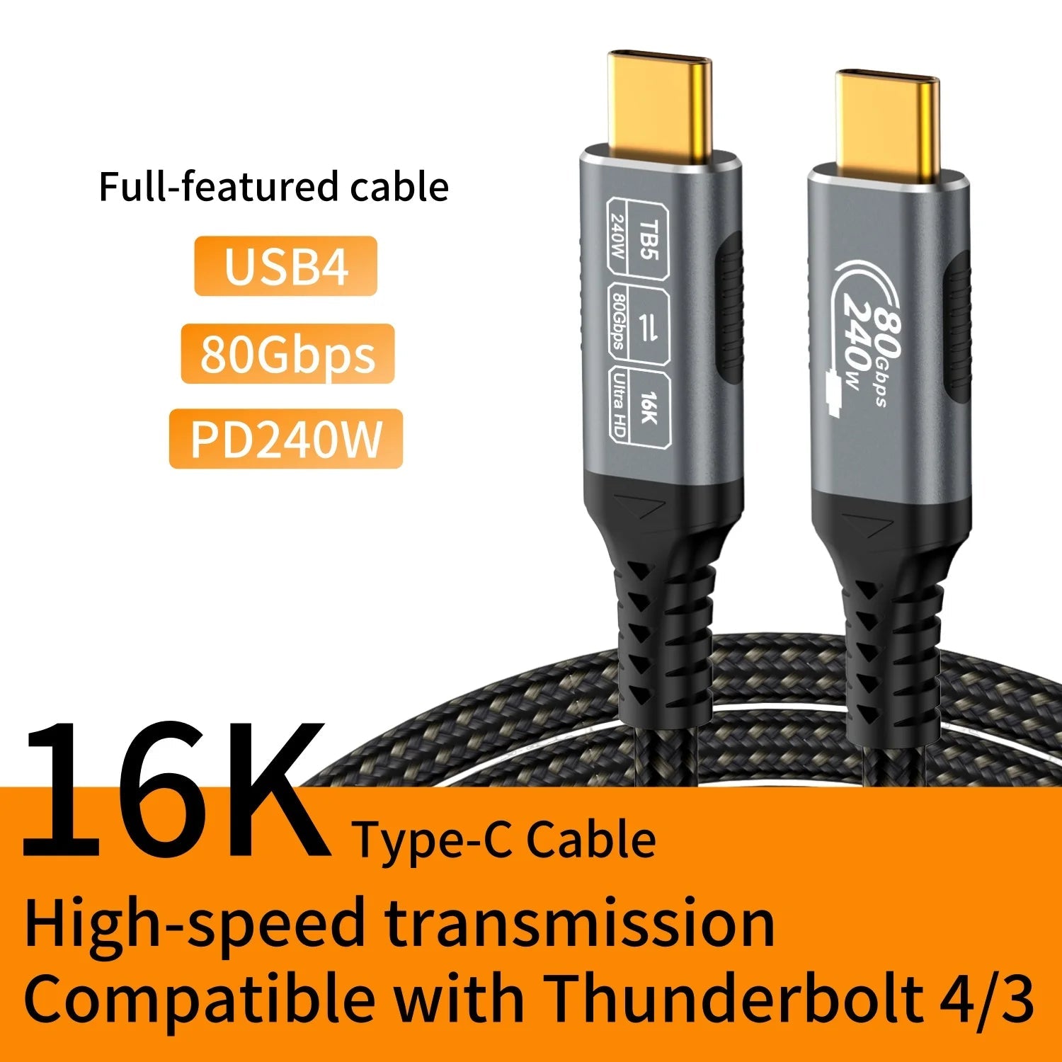 80Gbps PD 240W Type-C To Type-C Charging Cable by Snagg A Charging Cable