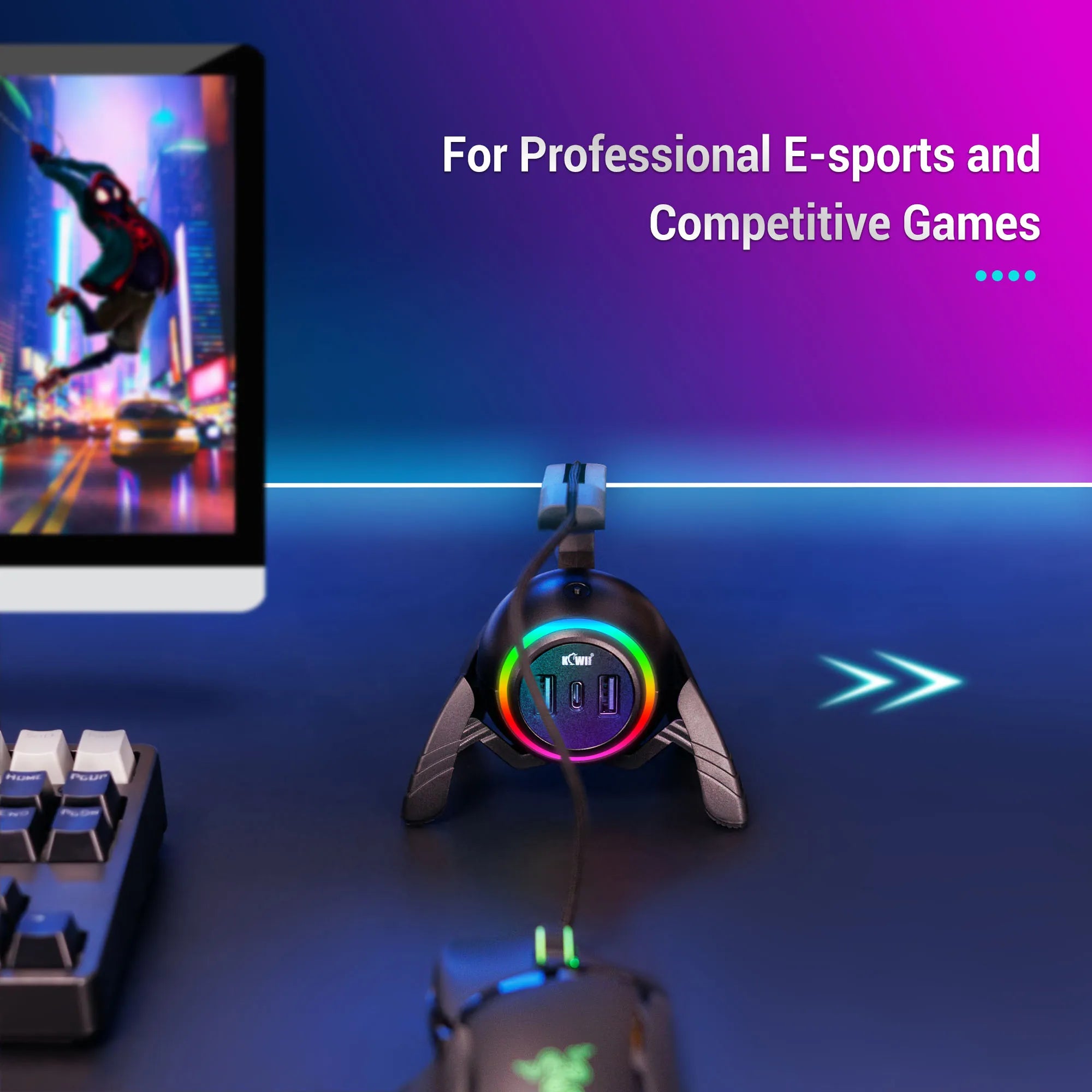 RGB Mouse Bungee Cable Holder for PC Gaming by Snagg A Mouse Bungee