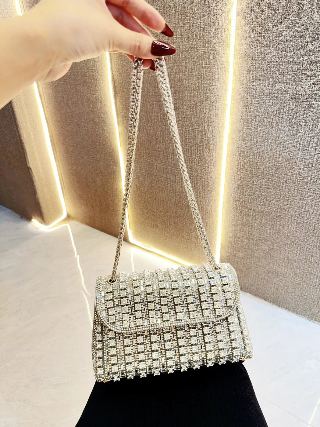 Luxury Full Rhinestone Rectangular Clutch by Snagg It Purses
