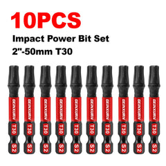 2" Impact Magnetic T30 Torx Screwdriver Bit Set – S2 Alloy Steel