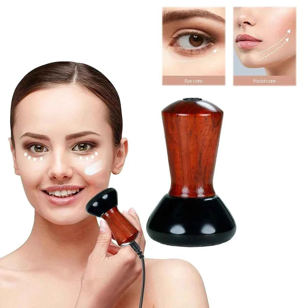 Electric Heated Bian Stone Gua Sha Massager – Anti-Wrinkle Face, Eye & Neck Lifting Tool