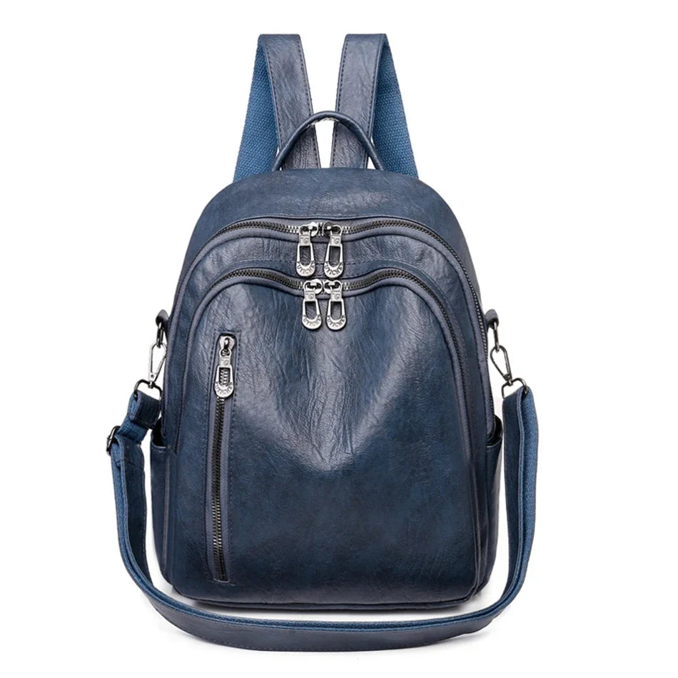 Soft PU Leather Multifunctional School Backpack