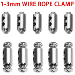 Steel Wire Rope Clamps 1–3mm Double Hole | Suspension Cable Clip Screw Adjustment Telescopic Lock 10pcs