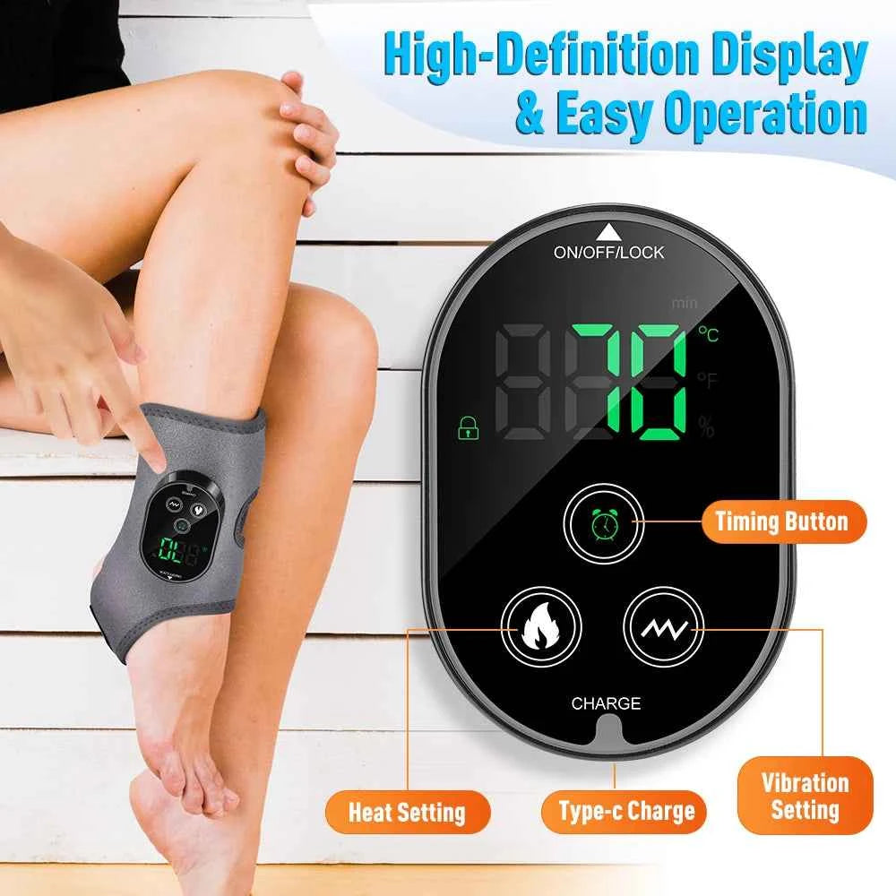 Electric Heating & Vibration Foot Massager – Adjustable Ankle & Joint Therapy Wrap
