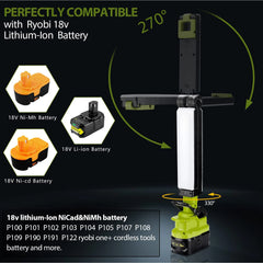 2400LM Cordless LED Work Light for Ryobi 18v Battery