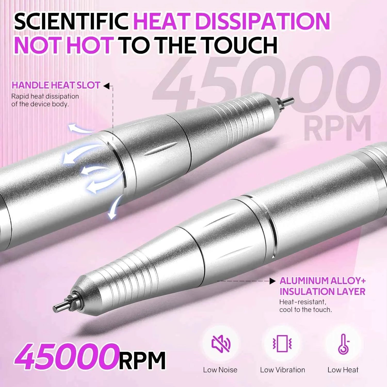 Professional 45,000 RPM V8 Series Electric Nail Drill – High Performance Rechargeable Manicure Station & Power Bank