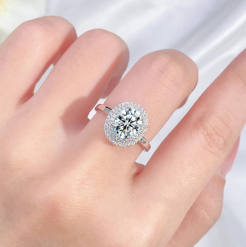 2ct Elliptical Moissanite Ring & Necklace Set