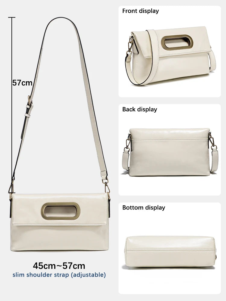 Vintage Genuine Leather Crossbody Handbag – Large Capacity Designer Shoulder Bag for Women, All Seasons