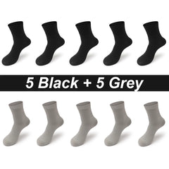 10 Pair Bamboo Business Socks, Soft, Breathable Black Crew (Sizes 39–48)