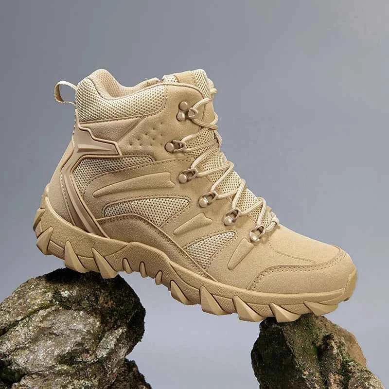 Men's Leather Ankle Boots – Tactical-Style Lace-Up Hiking Boots for Outdoor & Everyday Wear
