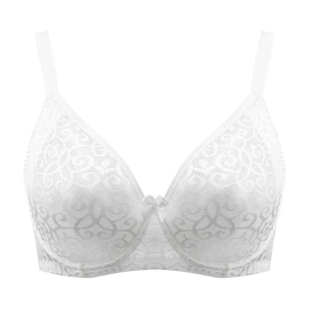 Plus Size Plunge Minimizer Bra | Floral Lace Mesh Underwire Full Coverage Big Bust