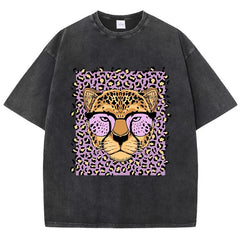 Leopard Cartoon Print Womans Streetwear T-Shirt