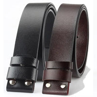 Genuine Leather Belt Strap (No Buckle) — Smooth Cowboy-Style Replacement for Men