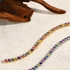 Heart-Shape Sapphire & Zircon Bracelet