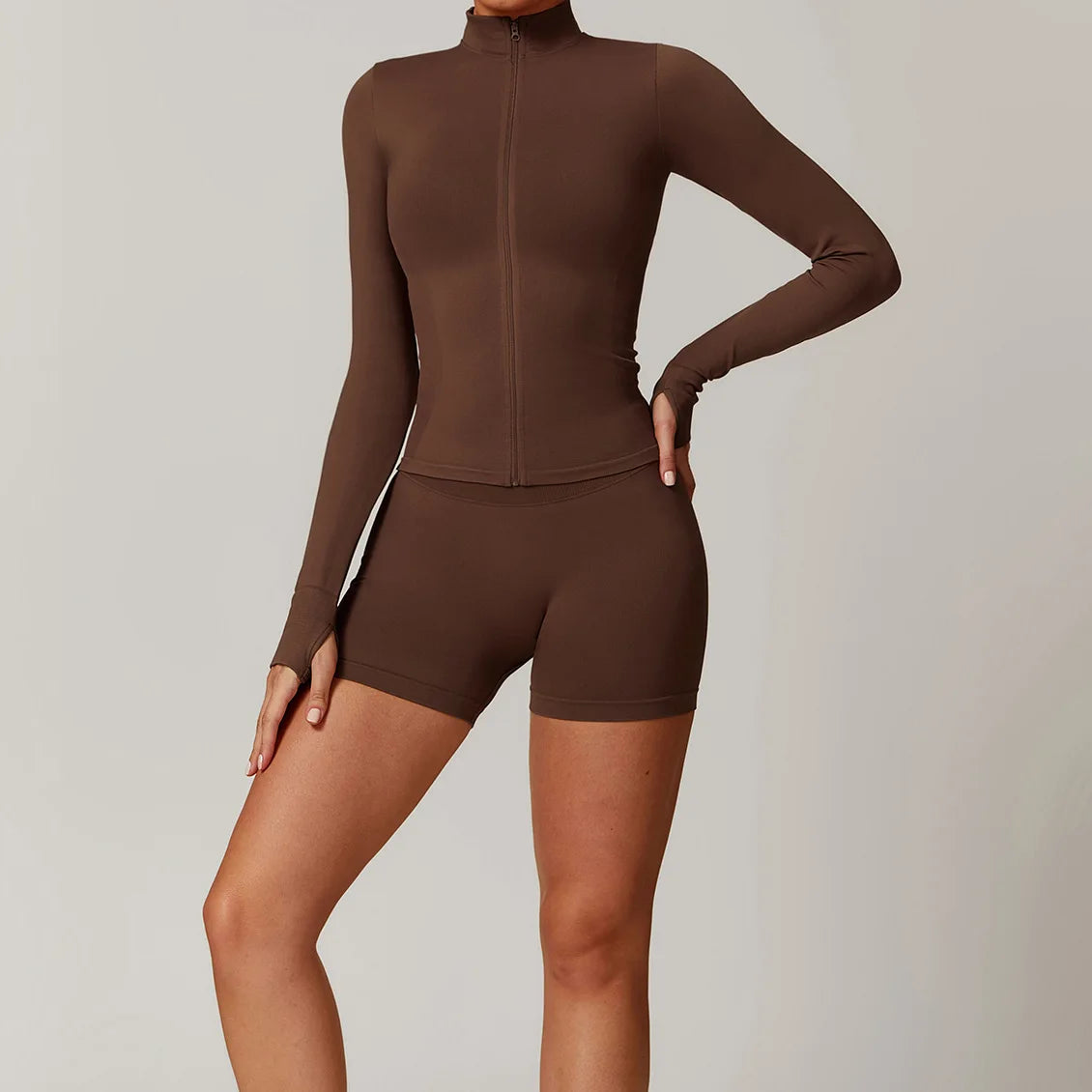 Women's Seamless Long Sleeve Yoga Set | Gym Fitness Jacket Tracksuit & Leggings Sportswear