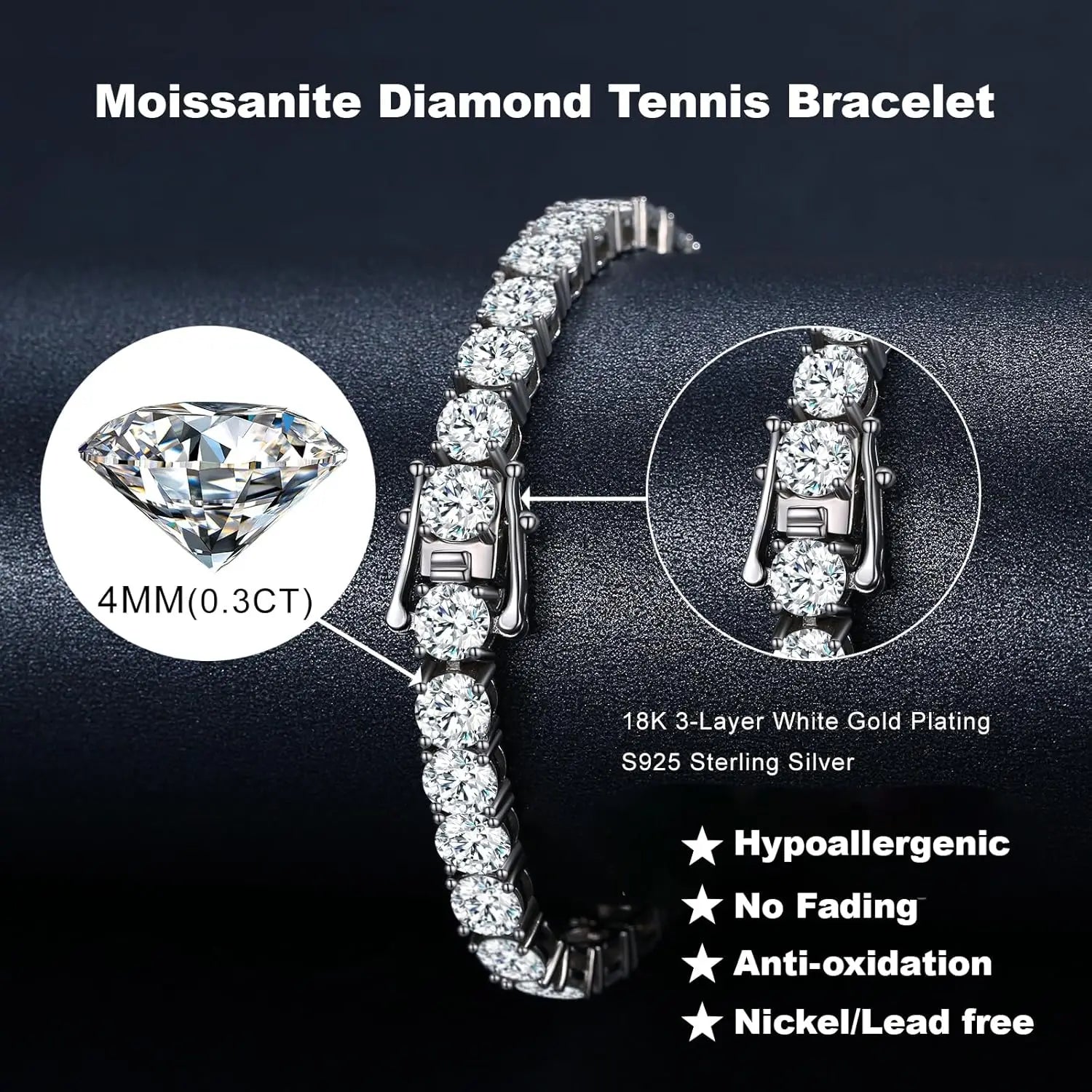 Full Moissanite Tennis Bracelet