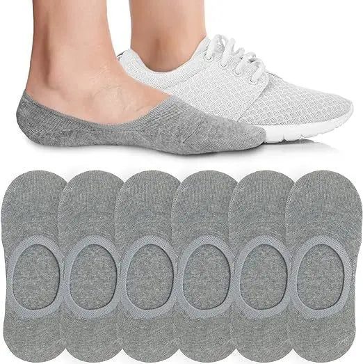 Women’s Invisible No Show Socks — Non-Slip Cotton Liner Set (6/8 Pairs)