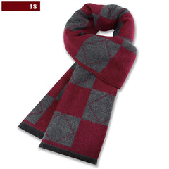 Men’s Luxury Wool Scarf — Cashmere Silk Blend Winter Plaid Shawl