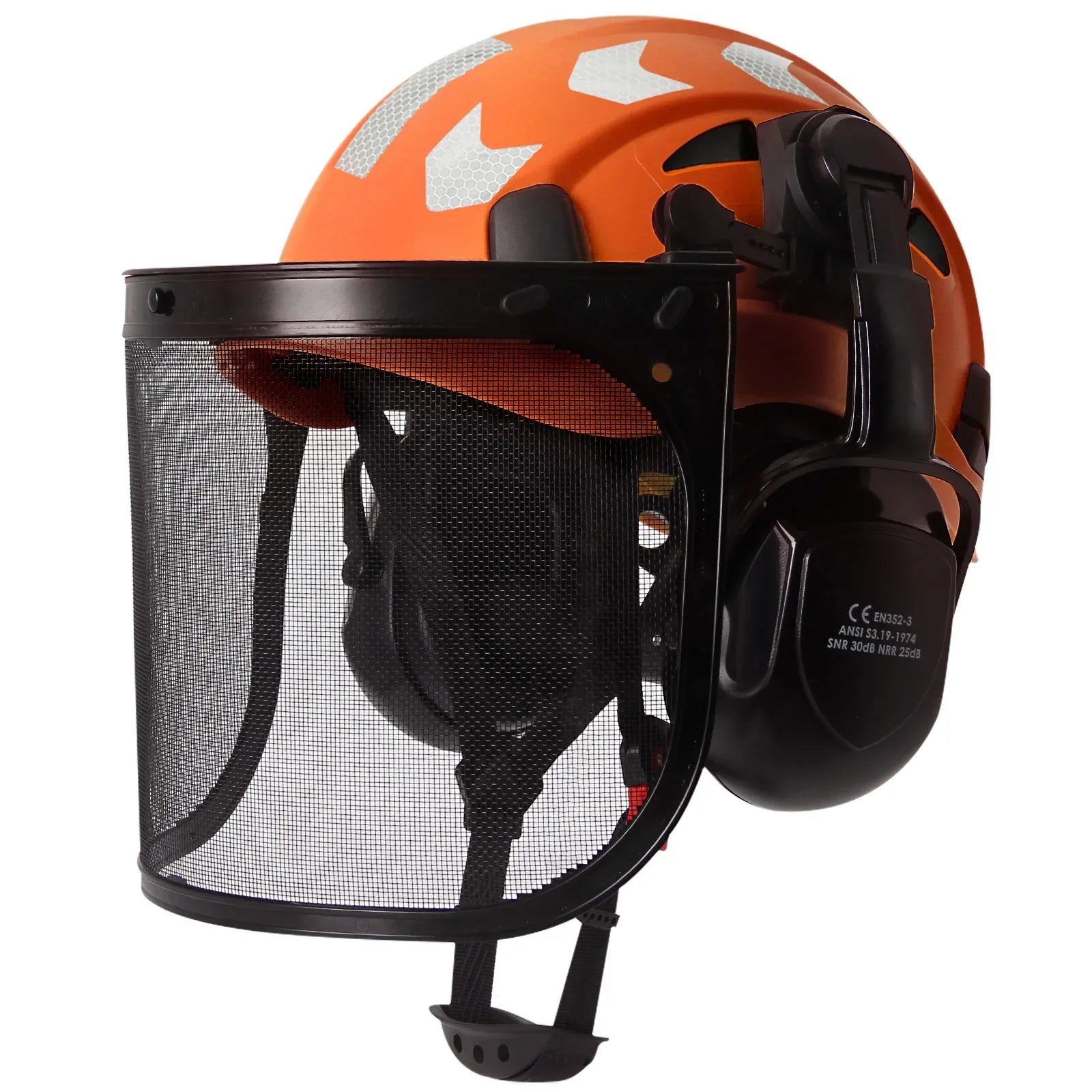 Forestry safety helmet with full face mesh shield and earmuffs – image 11