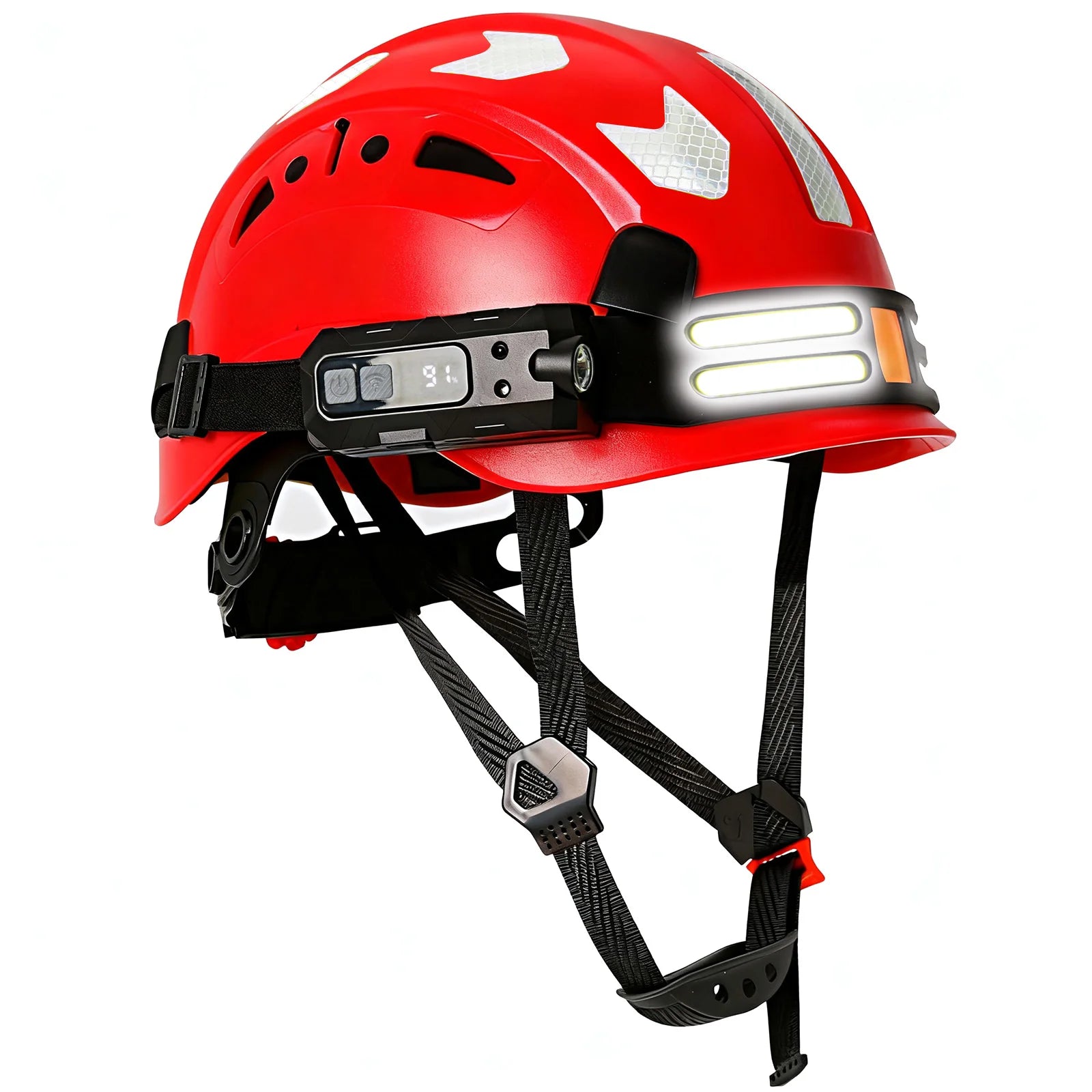 Construction safety helmet with headlamp and reflective stickers – image 21