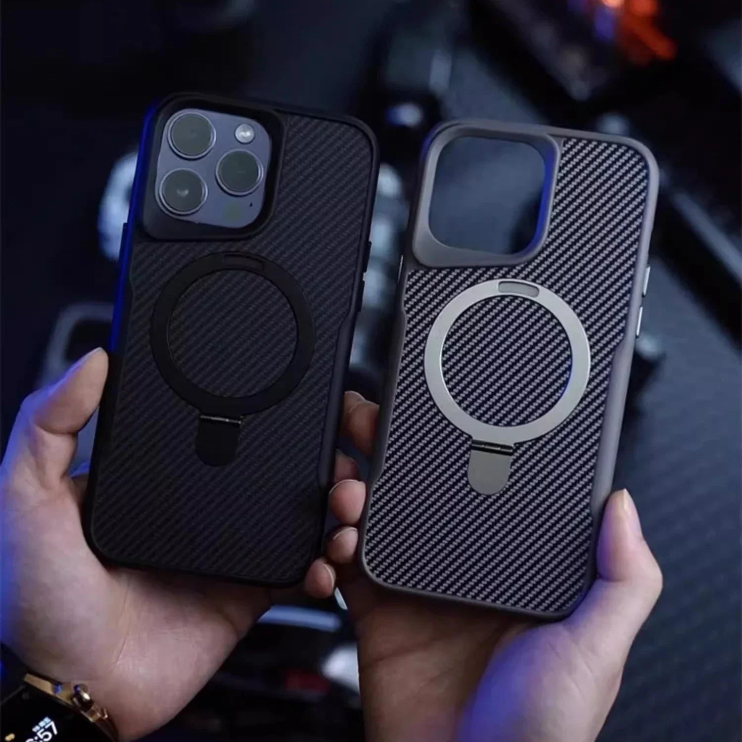 Carbon Fibre Pattern Magsafe phone case for iPhone 16 Series by Snagg A Phone Case