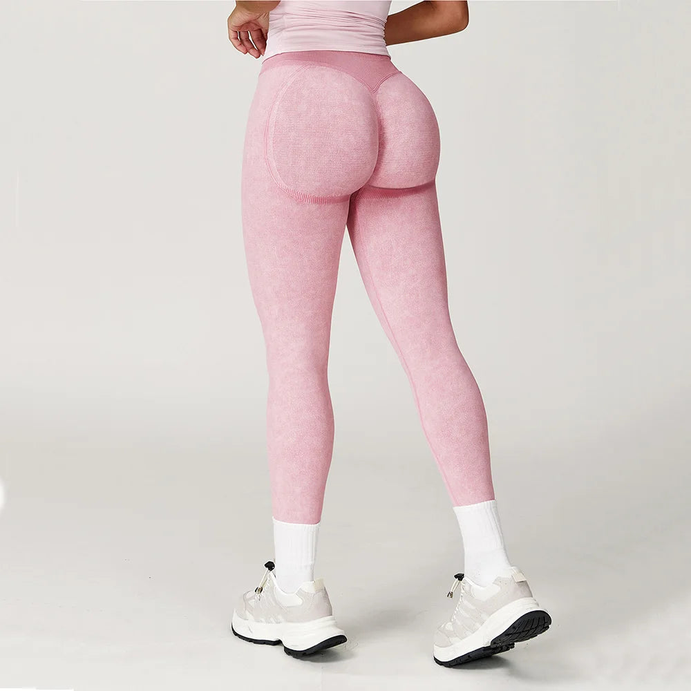 Women's High Waist Ribbed Yoga Leggings | Seamless Scrunch Bum Gym Fitness Workout Tights