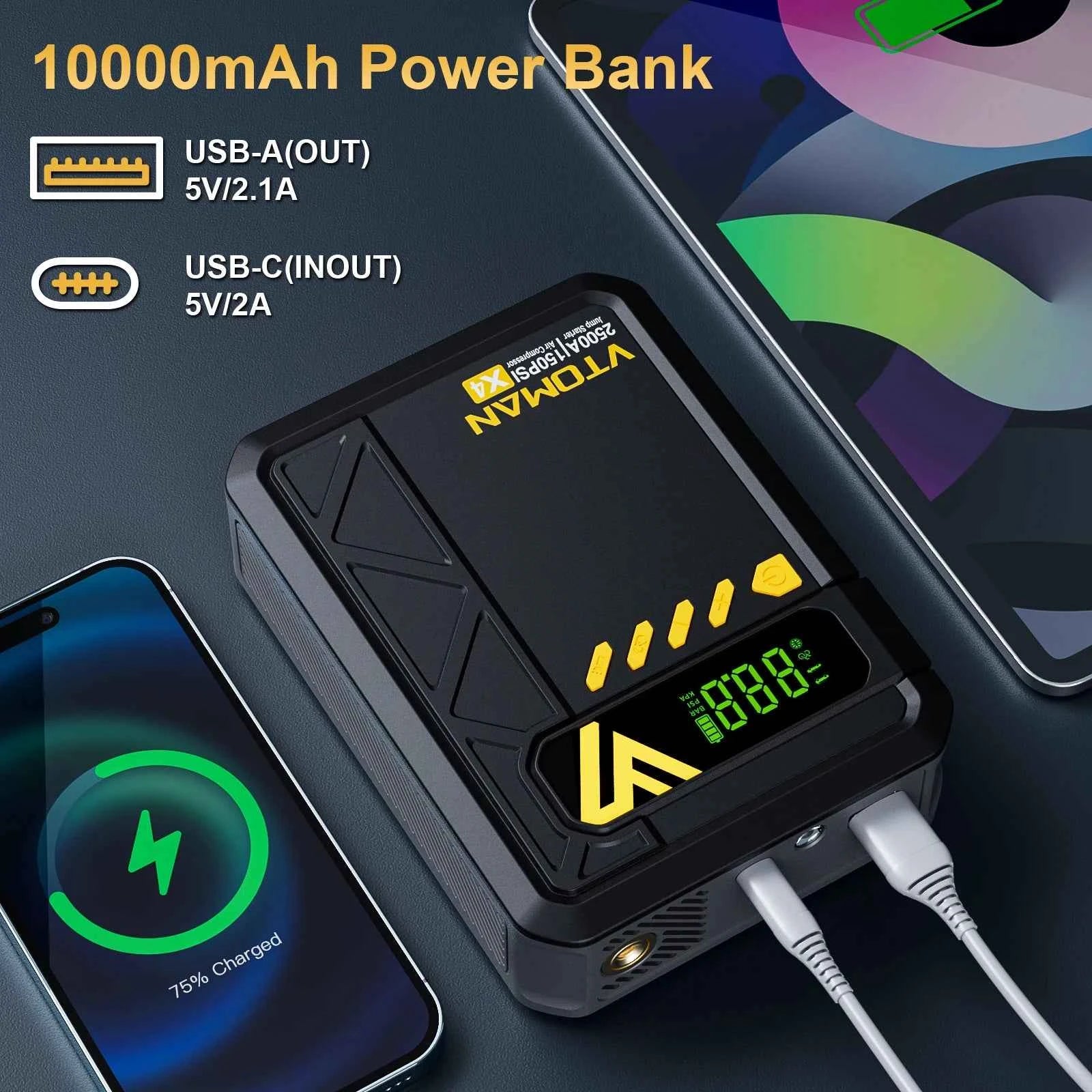 12V car jump starter with tyre inflator – image 5