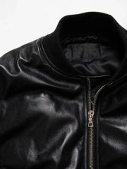 Black PU Leather Bomber Jacket - SnaggIt