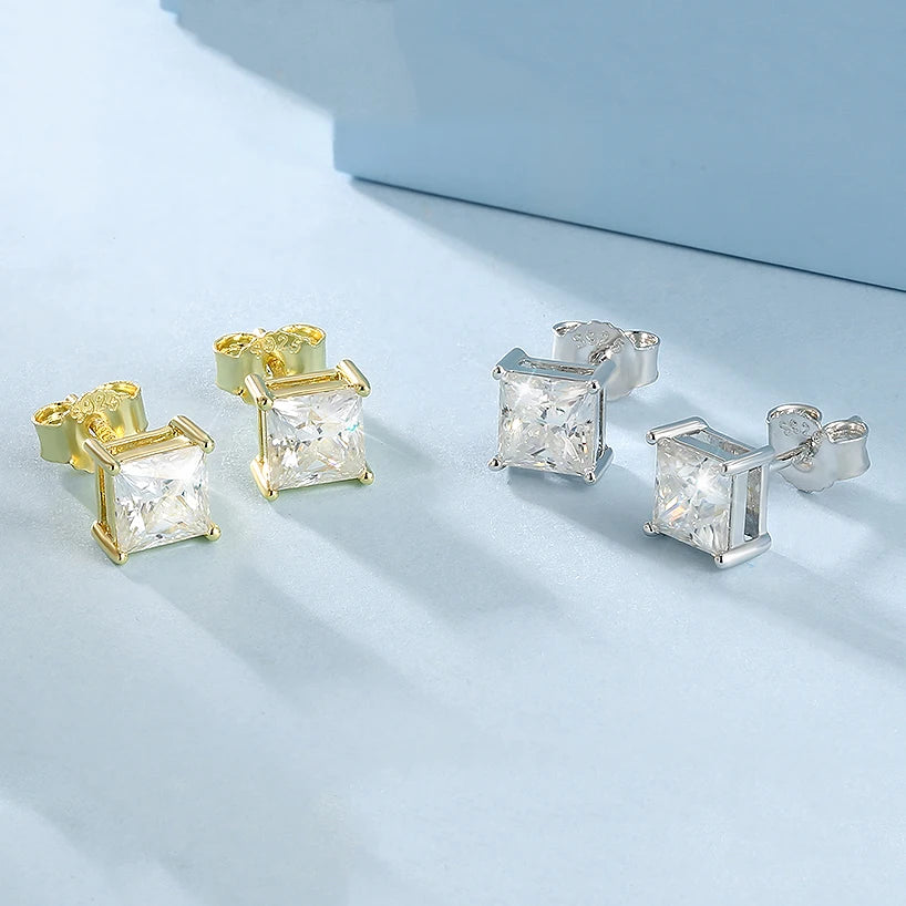 1CT Square Moissanite Stud Earrings