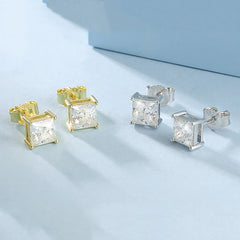 1CT Square Moissanite Stud Earrings
