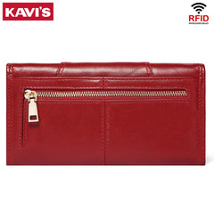 Genuine Leather RFID Long Wallet