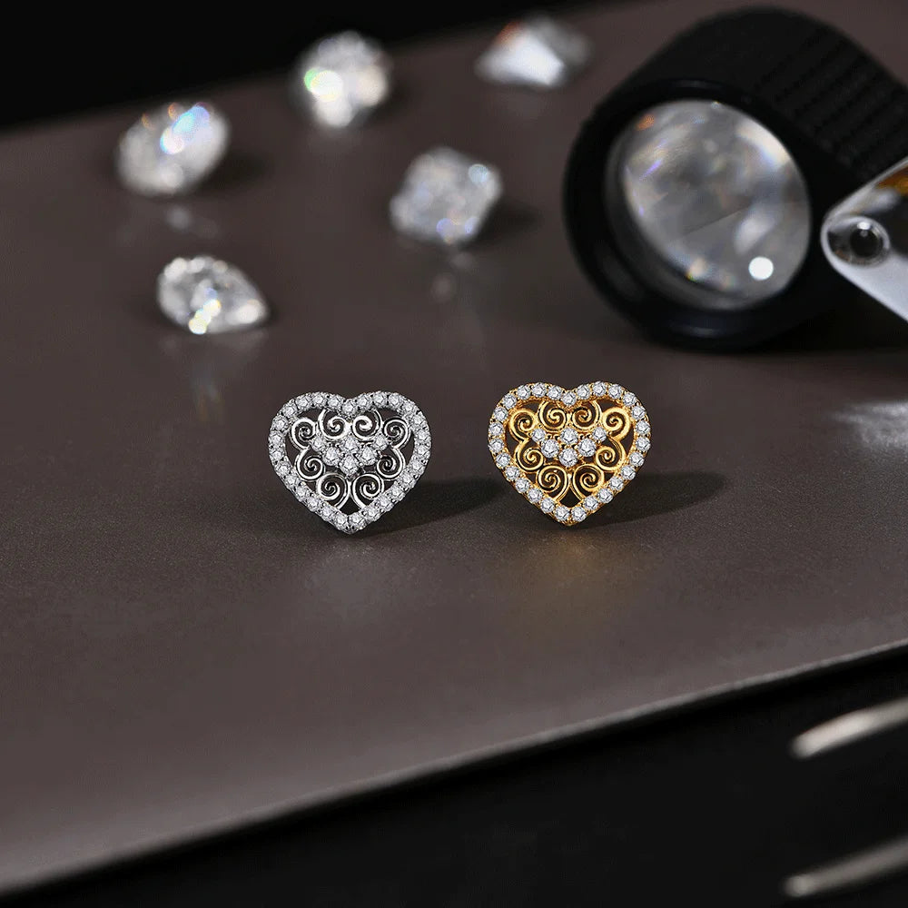 Luxury Heart Shape Moissanite Earrings