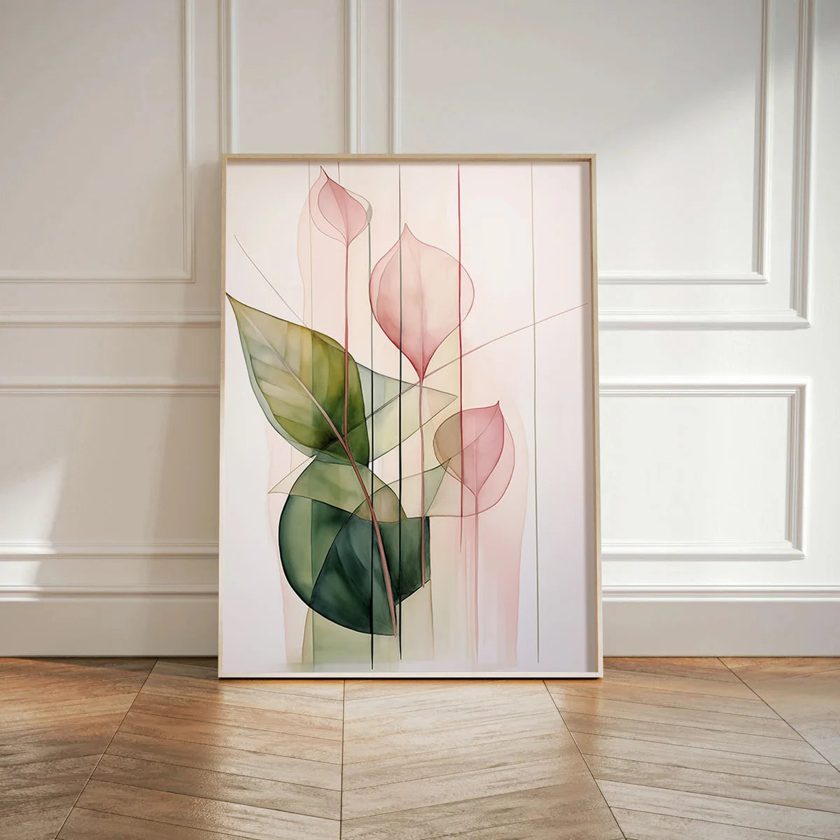3 Pcs Green & Pink Abstract Plant Wall Art by Snagg A Print